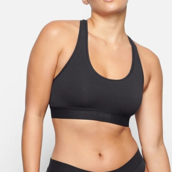 SKIMS COTTON JERSEY RACERBACK BRA/ XXS/ SOOT/ NWT - Picture 2 of 10